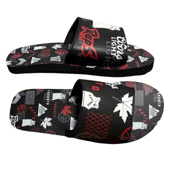 Toronto Raptors & Coors Light Mens Slide Sandals Black Red Graphic Slip-On READ - Picture 1 of 8
